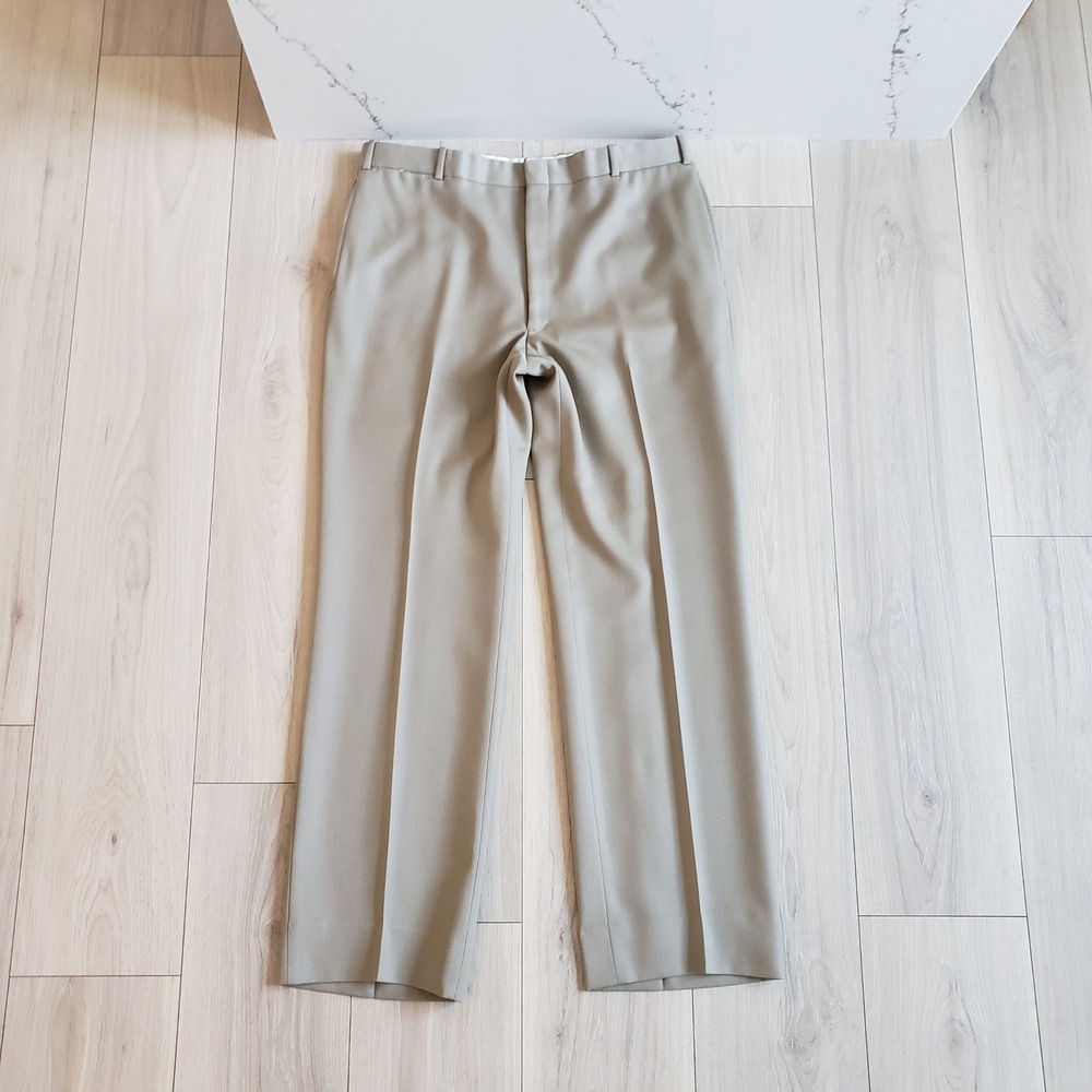 Brooks Brothers Pants Mens 35 Beige Wool Vintage Talon Zipper USA Union Trouser